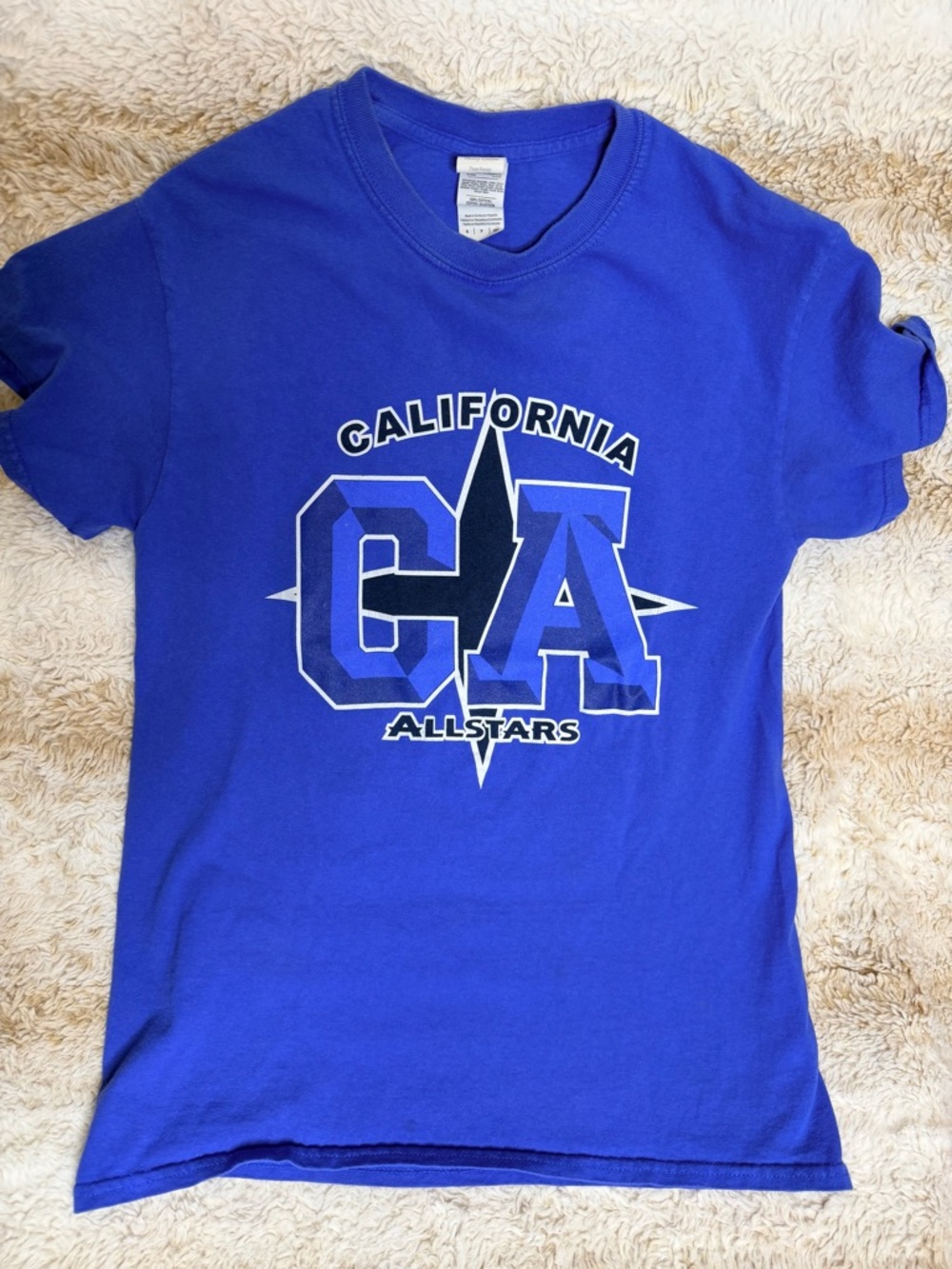Cali All Stars practice shirt.  Royal Blue Graphic Tee